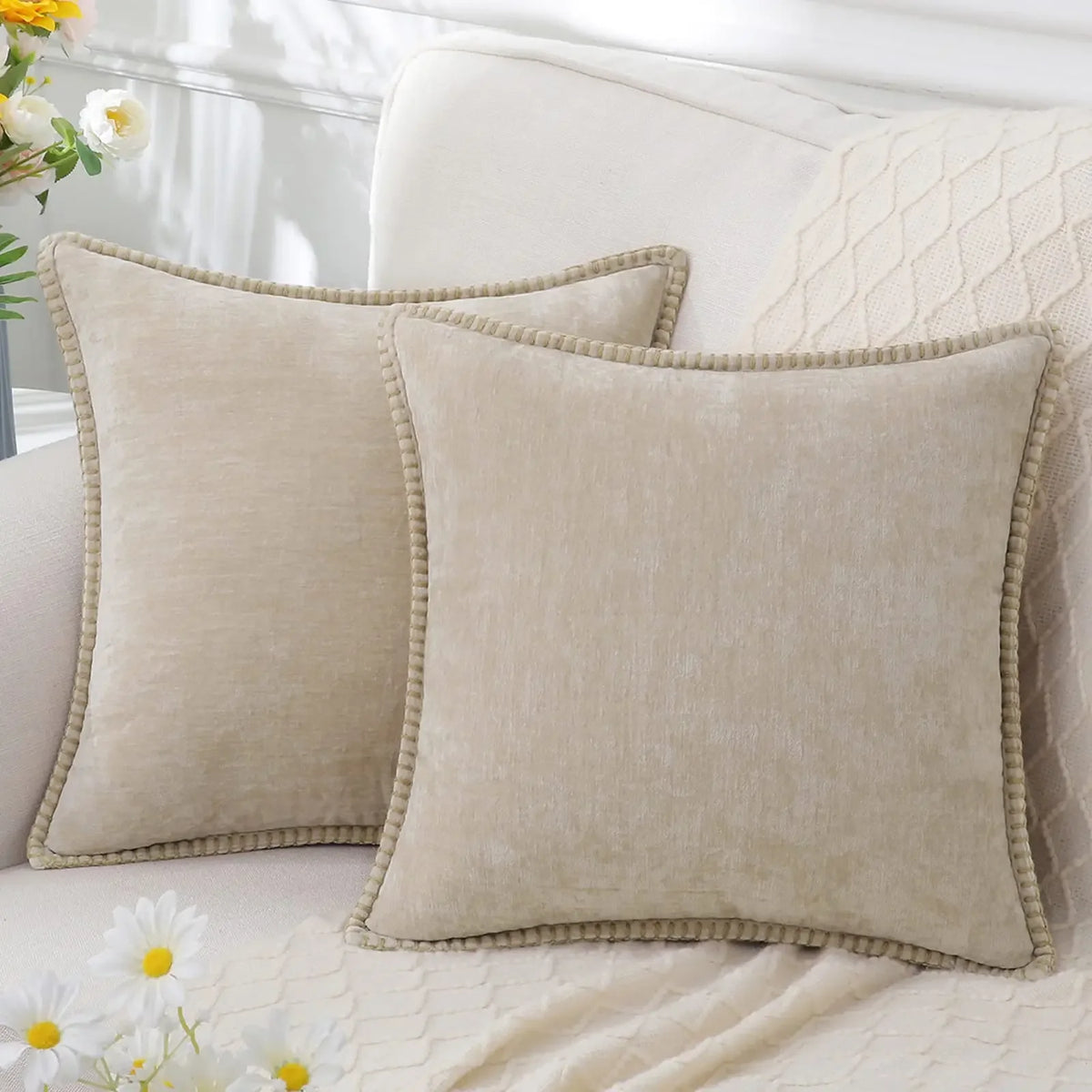 Solid Chenille Throw Pillow Cover