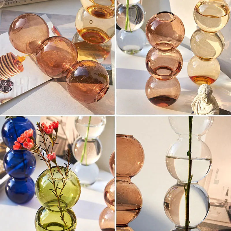 Close-up of champagne glass terrarium vase showing angular geometric decorative facets