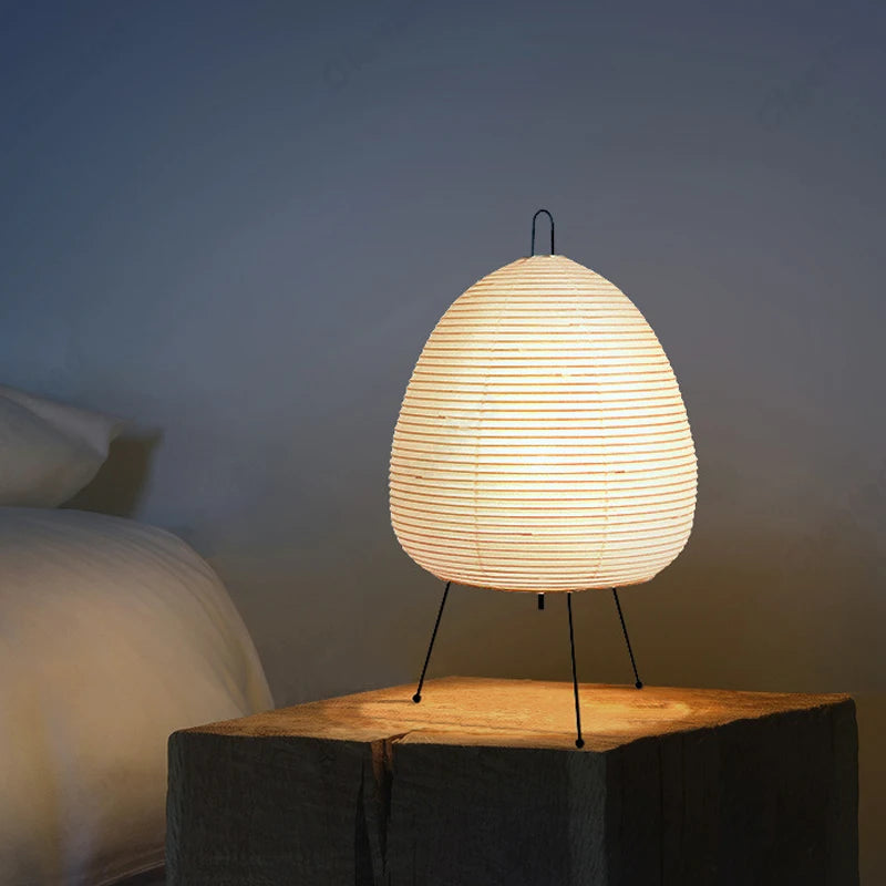 Japanese rice paper tripod lantern lamp EU plug 3 colour light