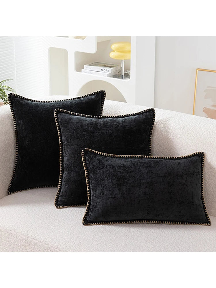 Solid Chenille Throw Pillow Cover — styling detail
