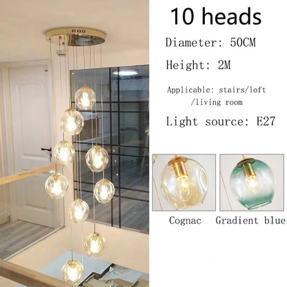 Glass globe chandelier with a knob switch and 90 to 260V wiring