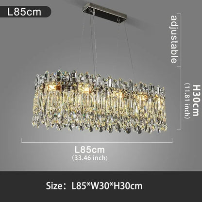 Crystal band chandelier in gold, 50 cm circle size, on a brushed steel frame
