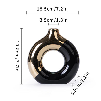 Nordic luxury ceramic flower vase gold for living room wedding