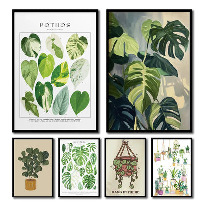 Green Botanical Houseplant Canvas Wall Art