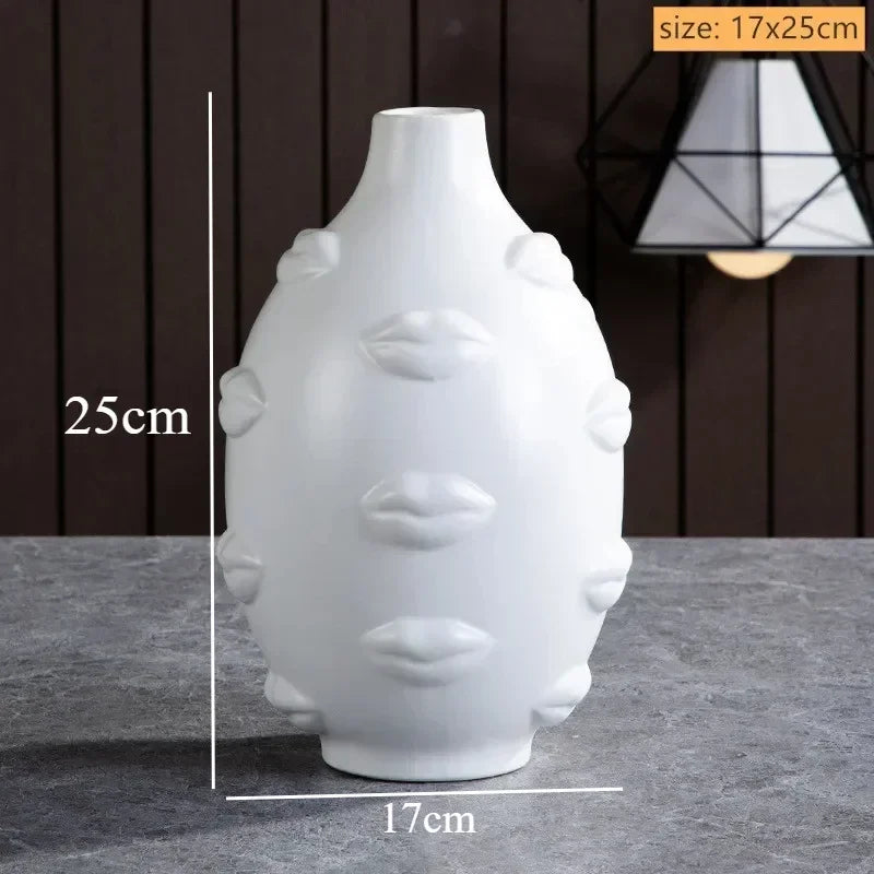 Ceramic Human Face Vase Sculpture Handmade Art | Aurelia