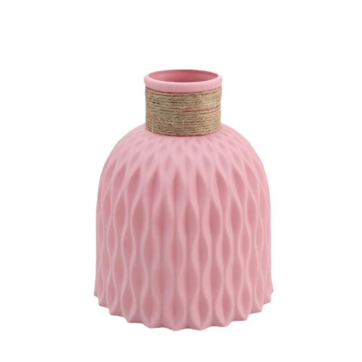 Close-up showing wave ripple texture on white plastic Nordic decorative vase