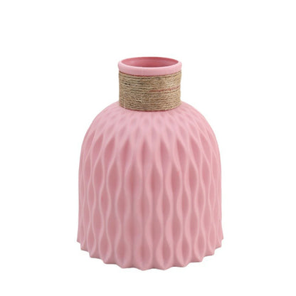 Close-up showing wave ripple texture on white plastic Nordic decorative vase