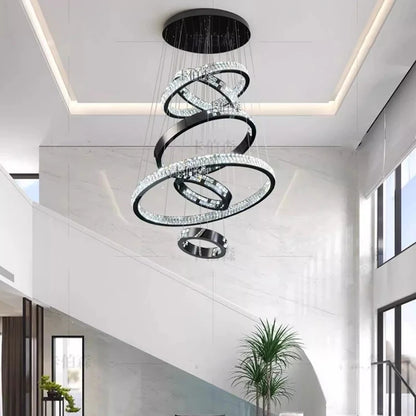 Tiered crystal chandelier with a 118.1 in adjustable cord drop