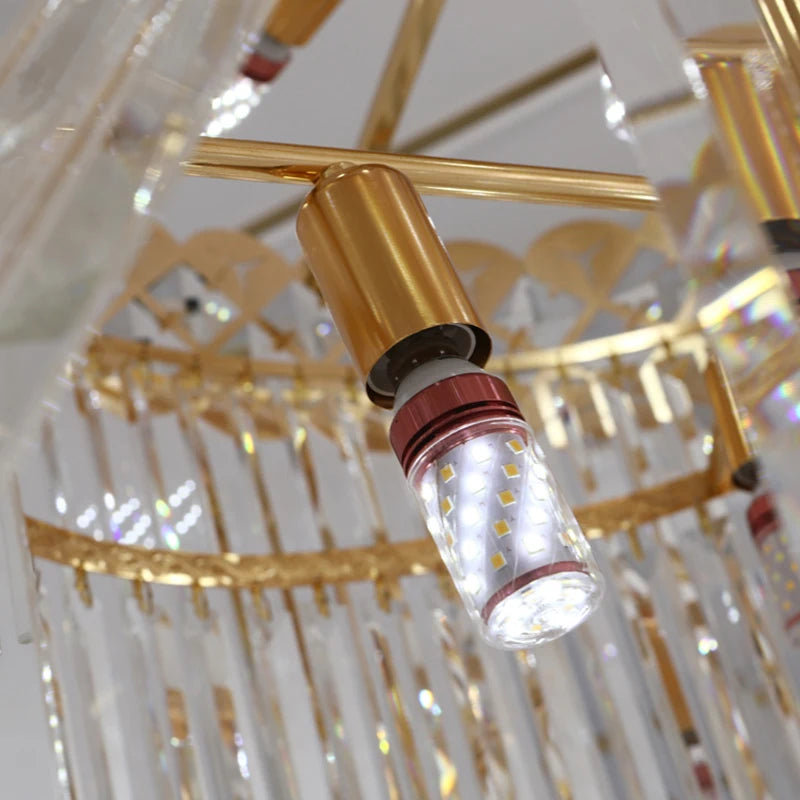 Crystal chandelier, 17.7 in across and 59.1 in long, for a bedroom
