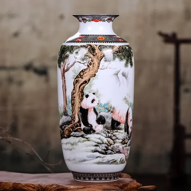 Overhead view of Jingdezhen fine porcelain vase opening showing smooth glazed interior
