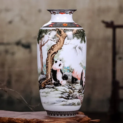 Overhead view of Jingdezhen fine porcelain vase opening showing smooth glazed interior