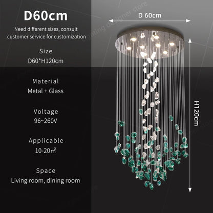 Green Stone Glass Chandelier