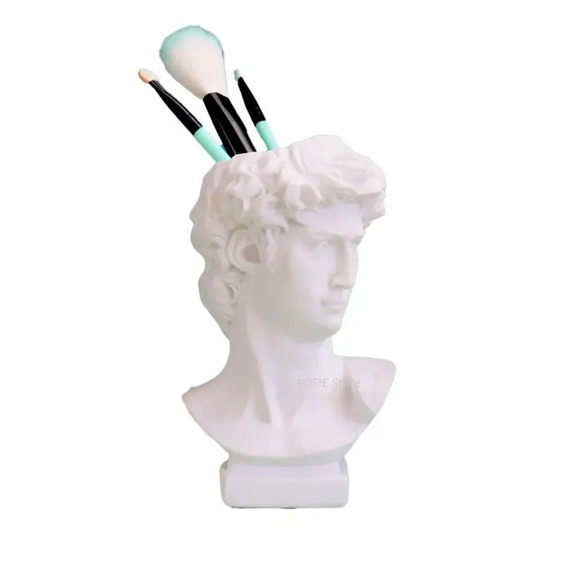 Resin David portrait human head flower vase art décor ornament