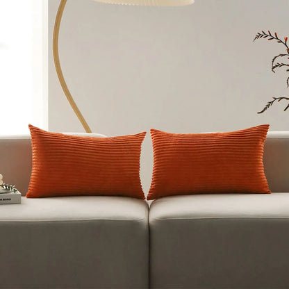 Orange Corduroy Lumbar Pillow Cover — styling detail