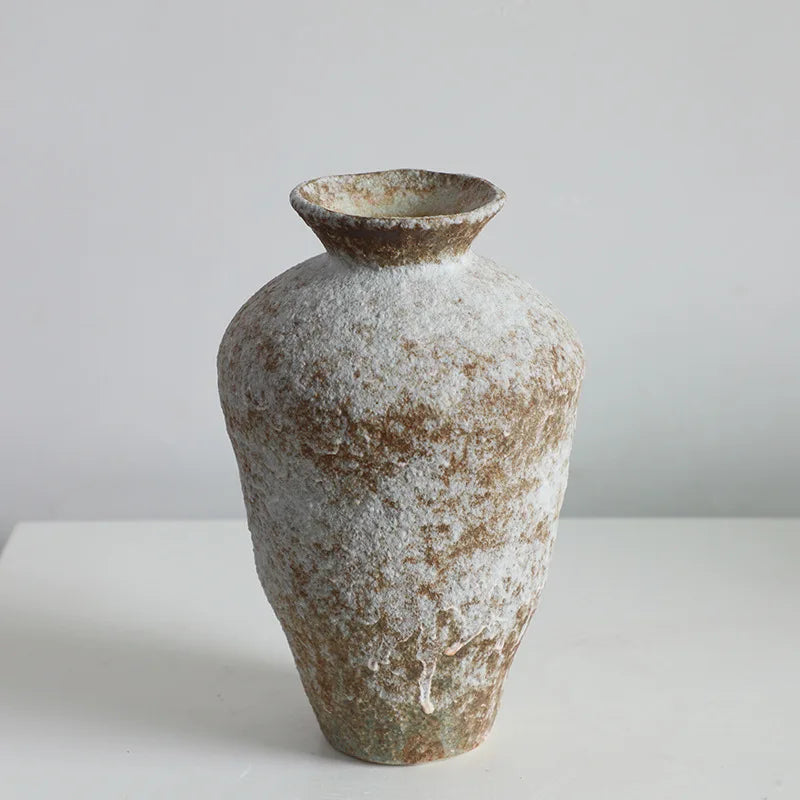 Retro Wabi Sabi Coarse Ceramic Vase Zen Décor | Aurelia