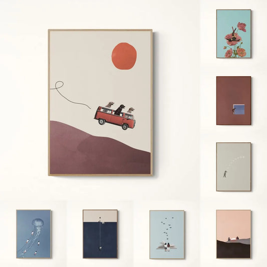 Vintage Abstract Curiosity Collage Canvas Wall Art