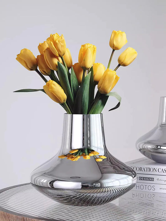 Creative stainless steel mirror circle vase luxury home décor