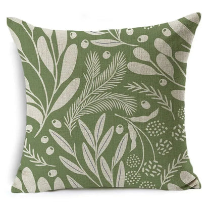 Green Floral Print Pillow Cover — styling detail
