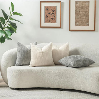 Striped Chenille Throw Pillow Cover — styling detail