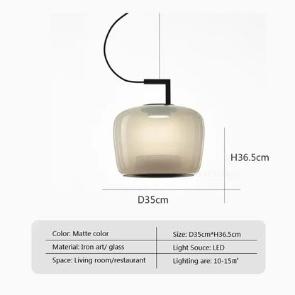 Matte finish glass chandelier at 35 centimetres with tricolour light