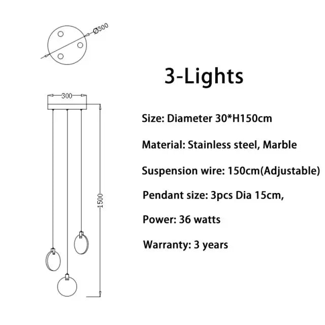 Marble Multi Rod Pendant Light