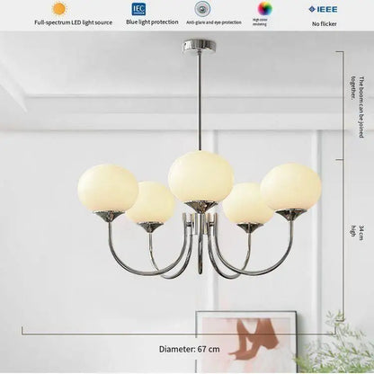 Modern frosted glass globe chandelier with upward shade direction