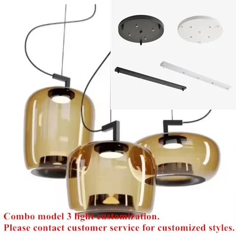 Sculptural nested glass chandelier with cold white light setting