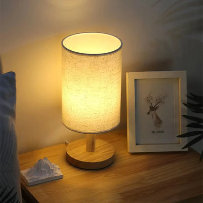 Chinese style fabric table lamp yellow USB dimmable front view