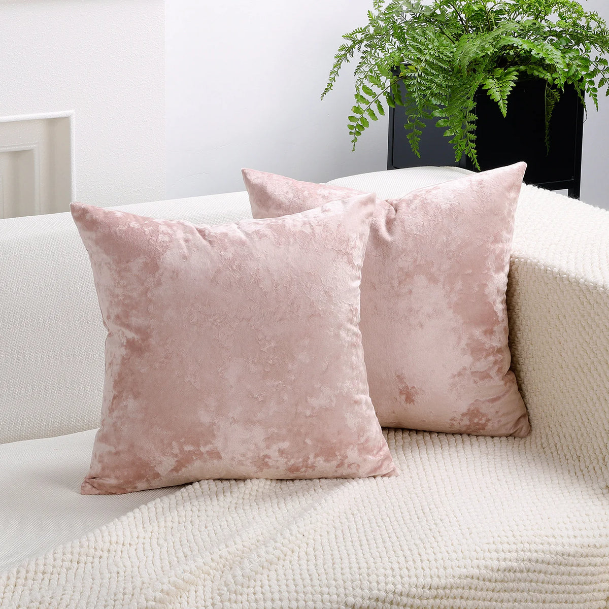 Solid Fabric Throw Pillow Cover — styling detail