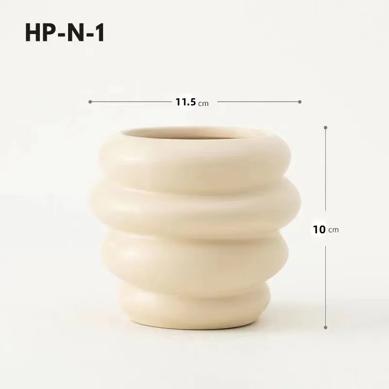 Simple ceramic desktop vase with silver finish for home office