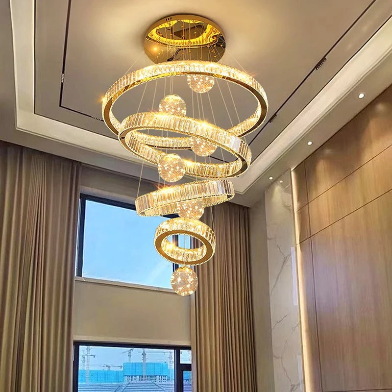 Crystal cascade chandelier with rings from 7.9 in to 47.2 in diameter