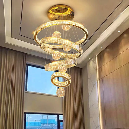 Crystal cascade chandelier with rings from 7.9 in to 47.2 in diameter