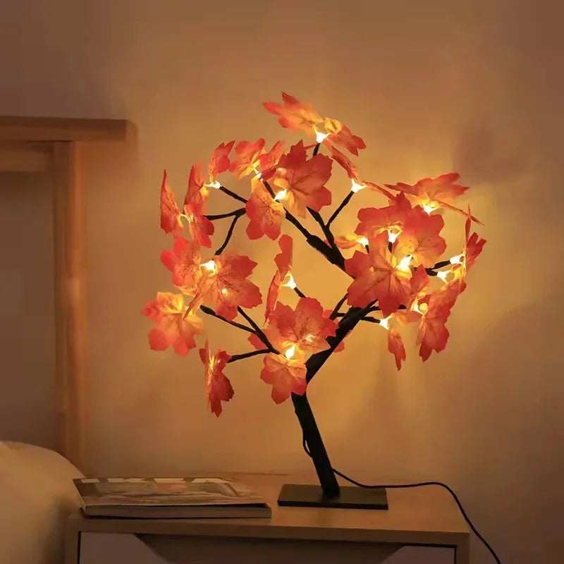 Maple leaf fairy tree lamp from above showing branch spread pattern