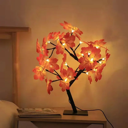 Maple leaf fairy tree lamp from above showing branch spread pattern