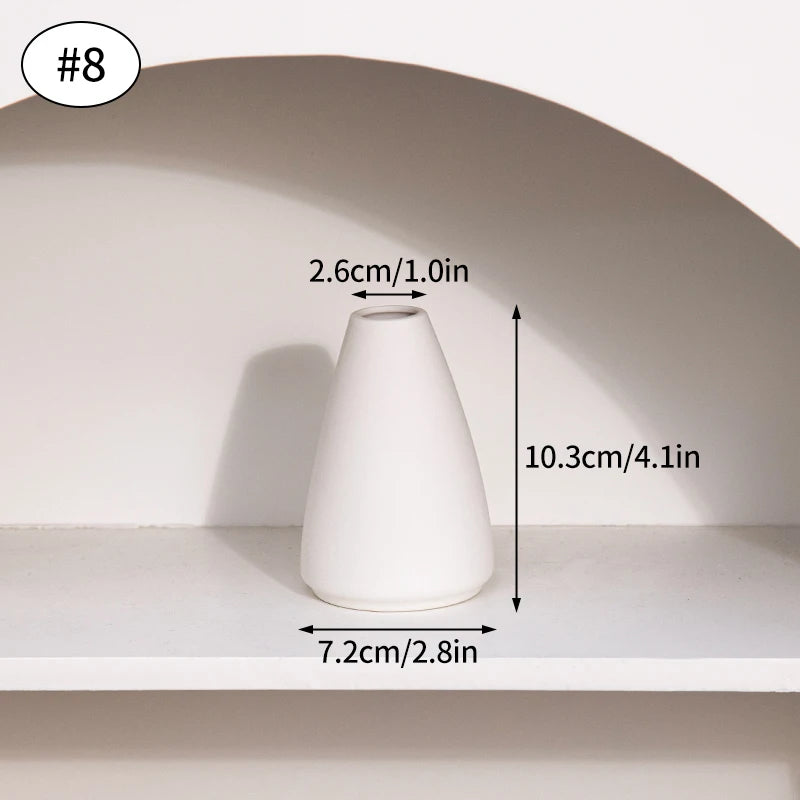 White Nordic Ceramic Flower Vase