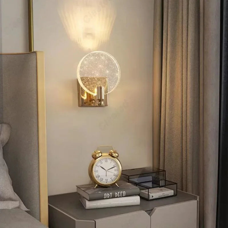 crystal bathroom wall sconce, side profile showing mounting depth