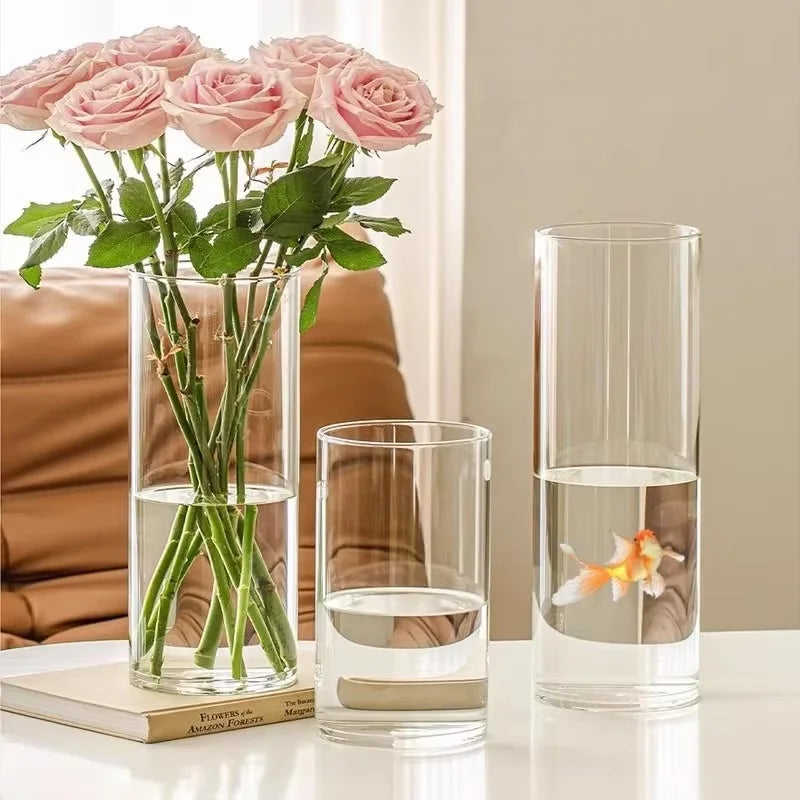 Tall transparent acrylic cylinder vase in 15x40cm size for wedding centerpiece