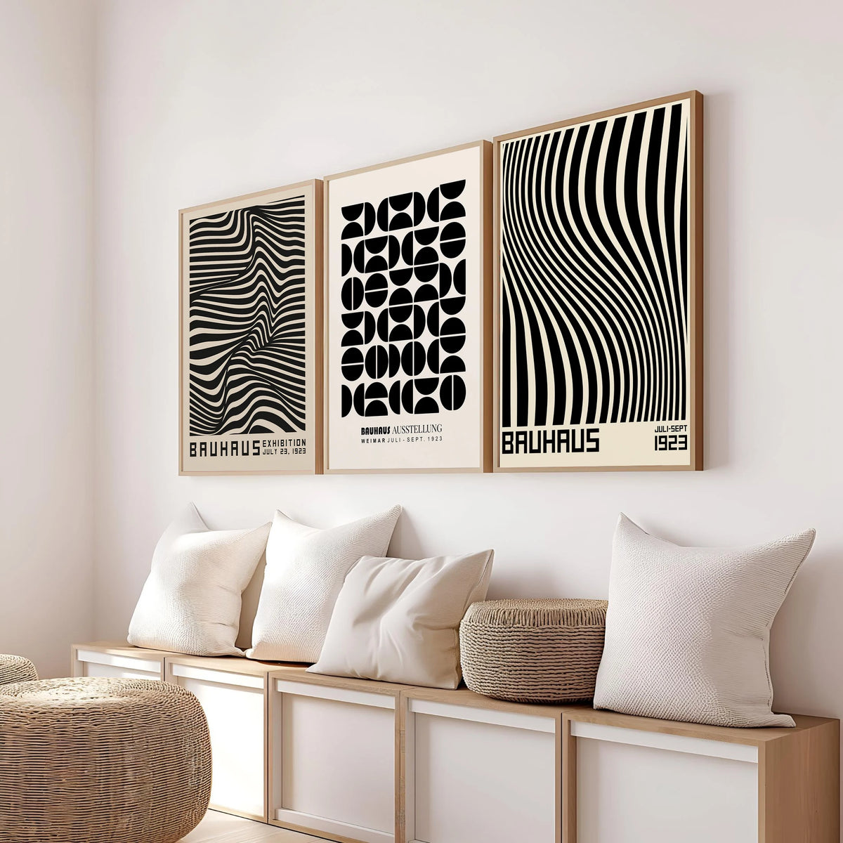 Bold geometric shapes Bauhaus canvas print for minimalist contemporary interior