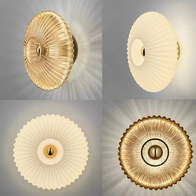glass wall sconce, front view on white background