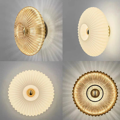 glass wall sconce, front view on white background