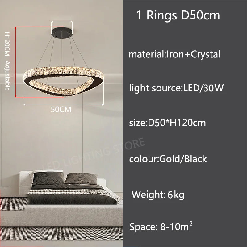 Single ring crystal chandelier, 35.4 in across, for a hotel hall
