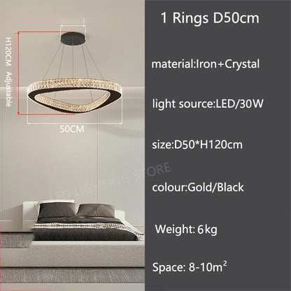 Single ring crystal chandelier, 35.4 in across, for a hotel hall