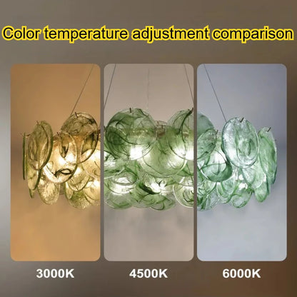 White Murano style glass chandelier at 47.2 in length with E14 bulbs
