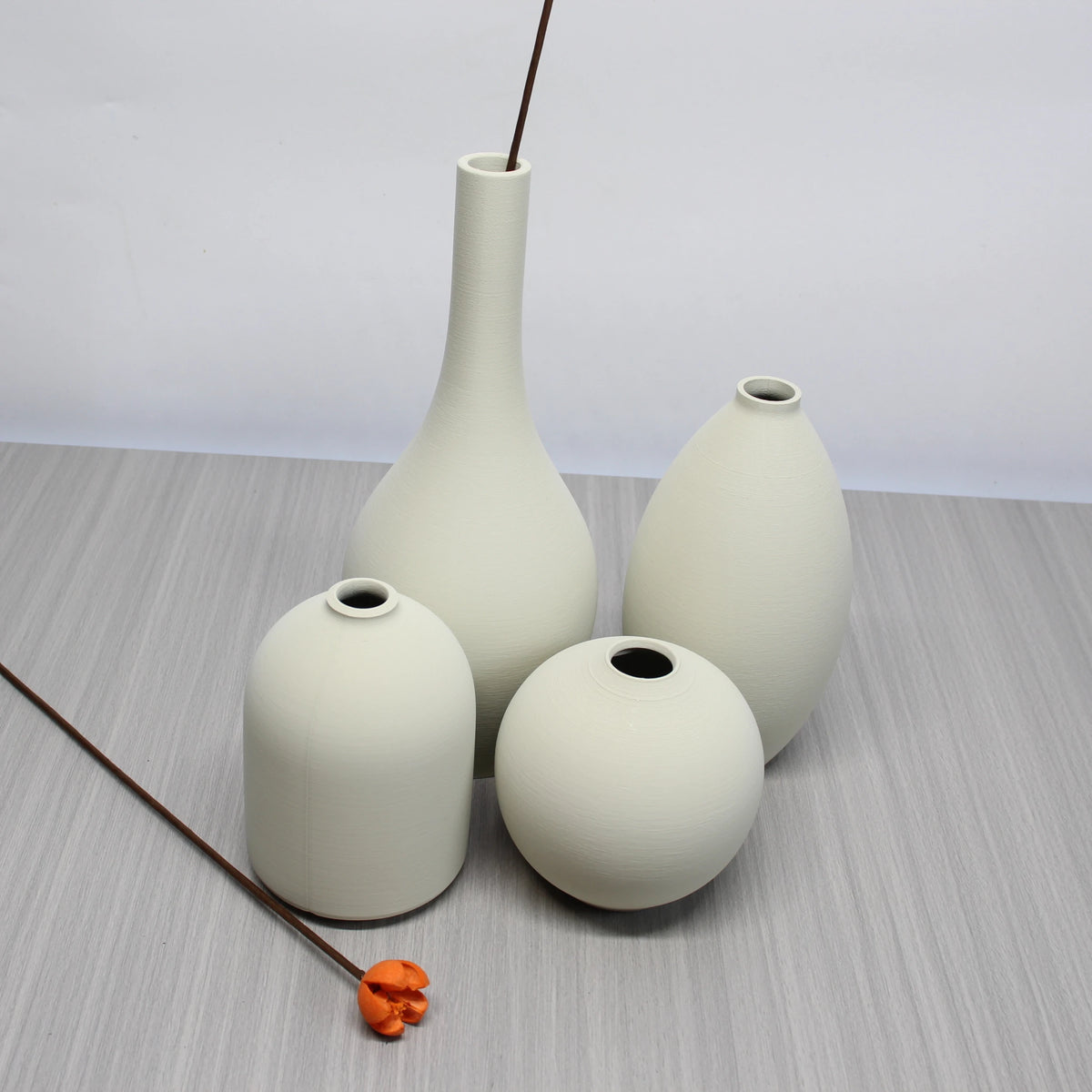 4-piece minimalist art vase set in white and black farmhouse décor