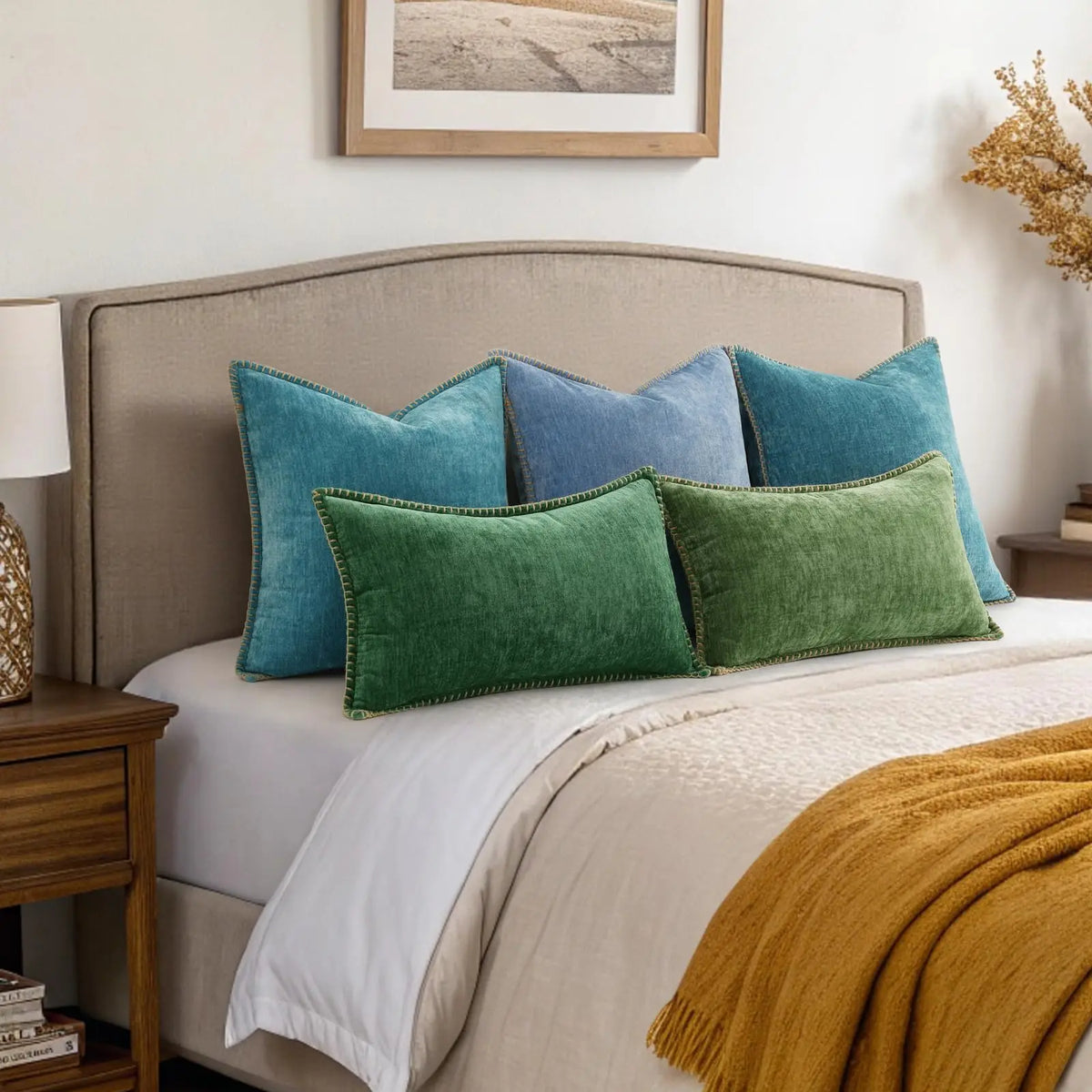 Soft Chenille Lumbar Pillow Cover — styling detail