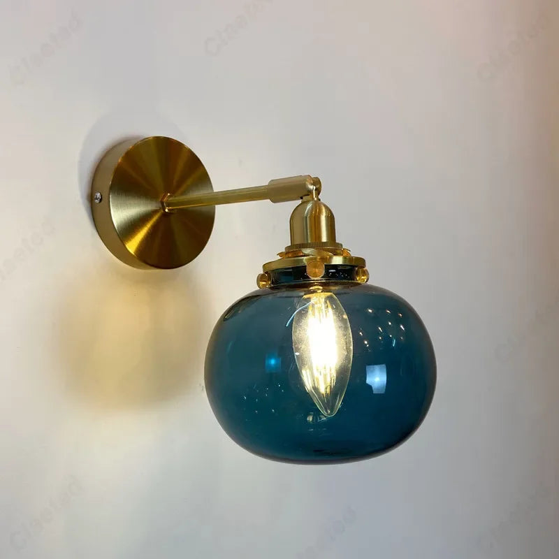 glass wall sconce, side profile showing mounting depth