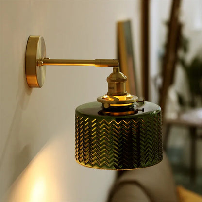 glass wall sconce, front view on white background