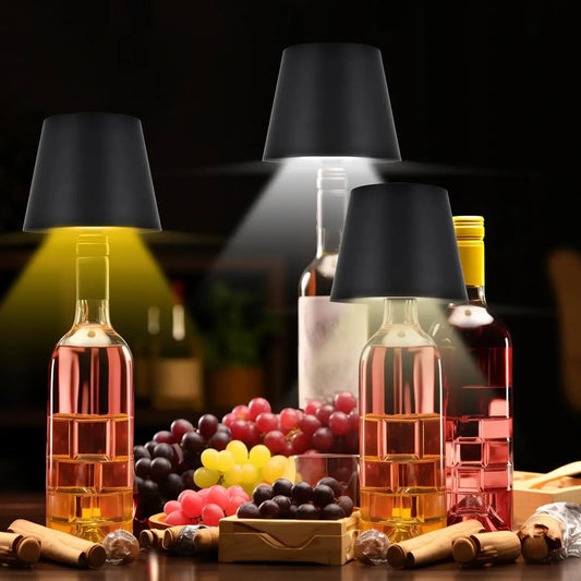 Wireless bottle table lamp bronze C variant bar setting warm glow