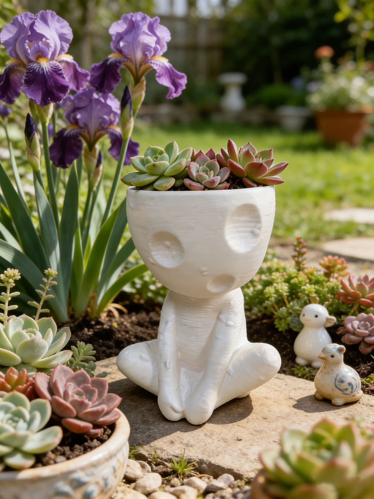 Cute quirky doll flower pot dried flower arrangement friend gift