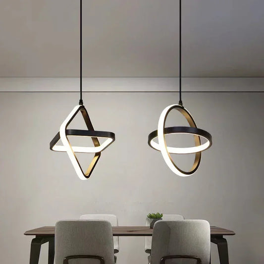 Modern aluminium disc chandelier with a round profile on a slim cord